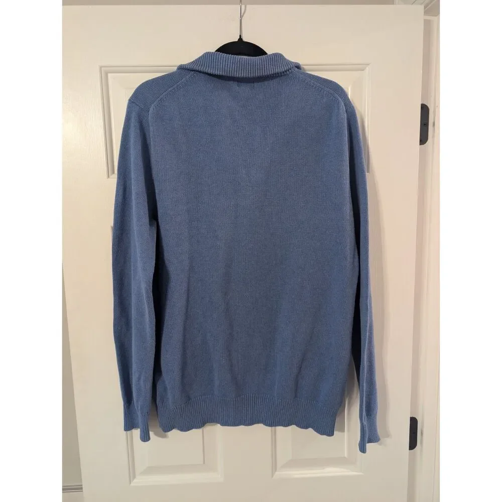 J.Crew Slim Cotton Cashmere Quarter Zip Sweater Men's L Blue